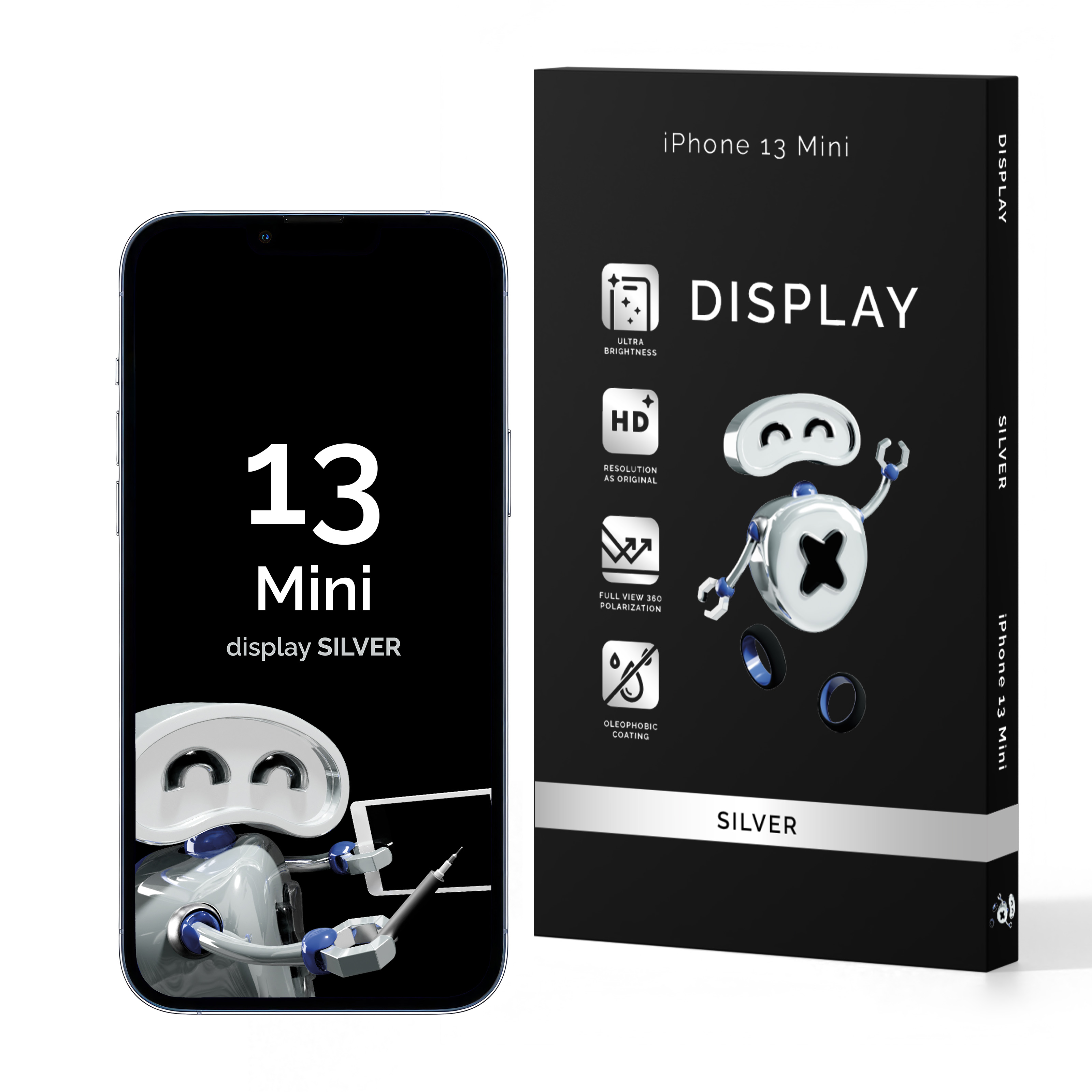 Display Lcd Tft In-Cell Per Apple Iphone 13 Mini Nero Qualità Buona Silver
